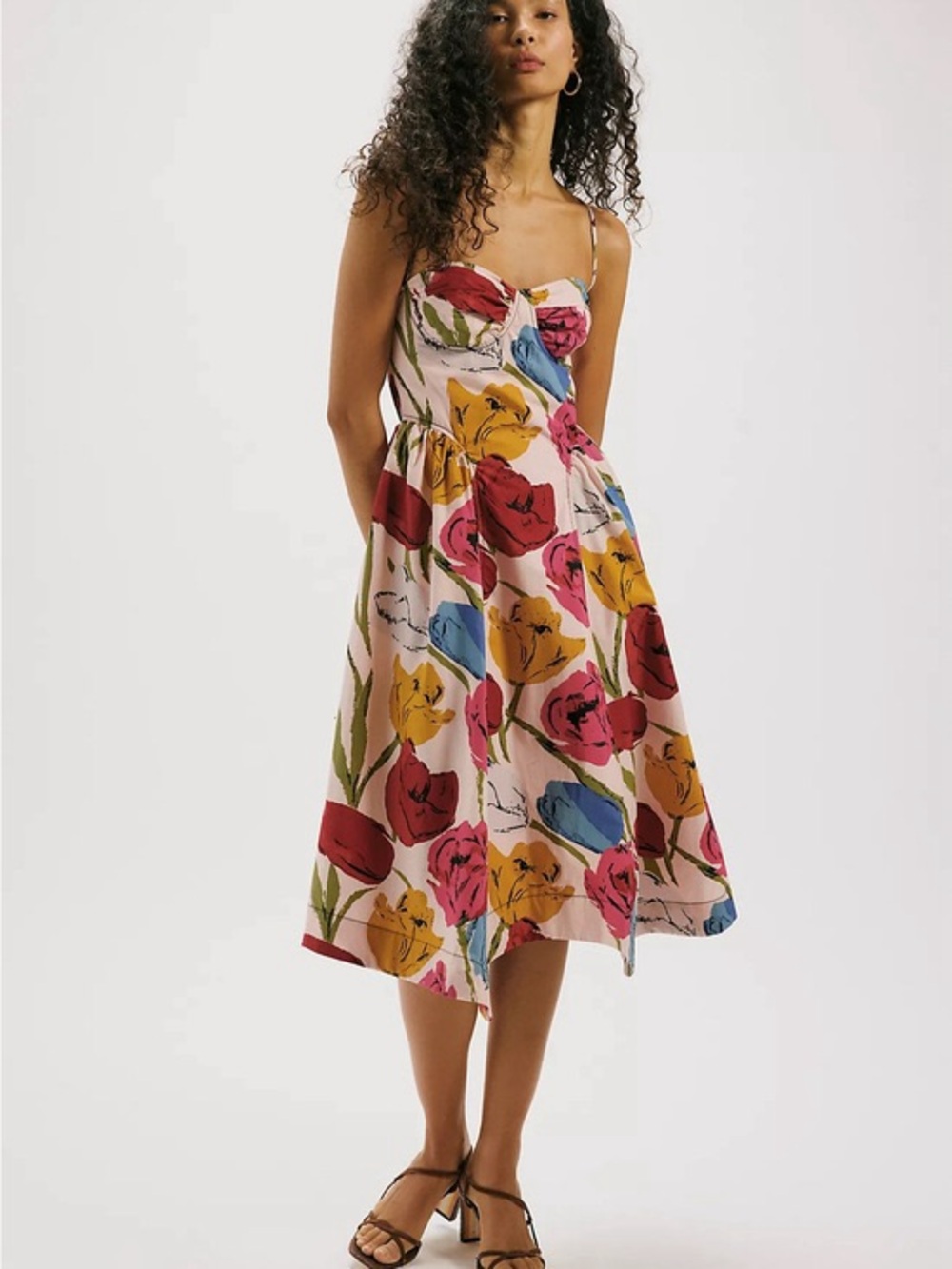 Free People Pink Multi Floral Midi Dress